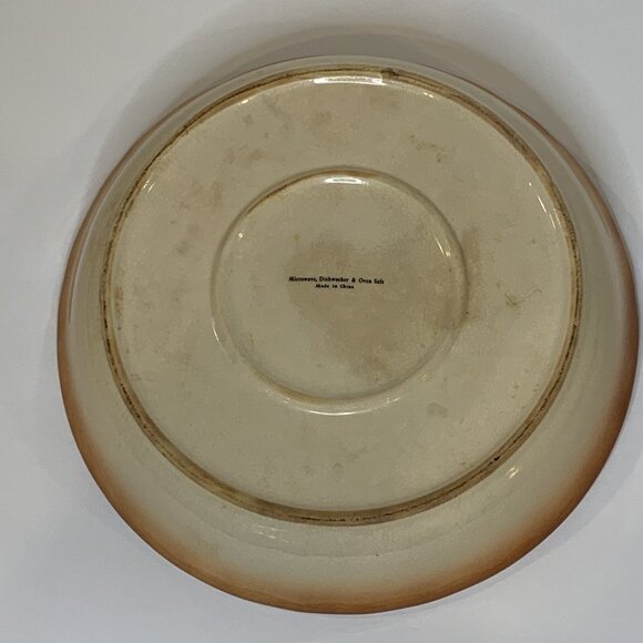 Apple Pie Recipe Ceramic Pie Dish 10” Beige & Orange Microwave Dishwasher Safe - Picture 4 of 9